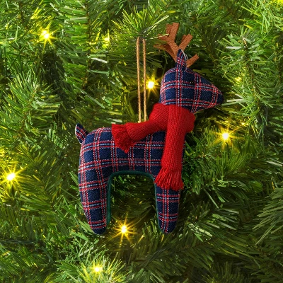 Christmas Fabric Deer Ornament Blue Plaid - Wondershop™ 1 Christmas Fabric Deer Ornament Blue Plaid - Wondershop™