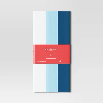 30ct Banded Christmas Gift Tissue Paper White/Blue/Navy - Wondershop™ 2 30ct Banded Christmas Gift Tissue Paper White/Blue/Navy - Wondershop™ - Image 2