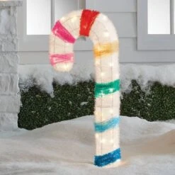 34" Incandescent Tinsel Candy Cane Christmas Novelty Sculpture Light Warm White - Wondershopâ˘