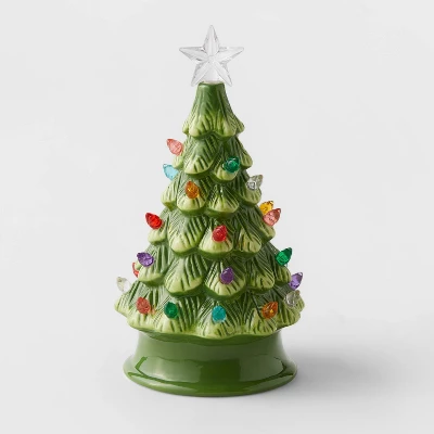 6.875" Battery Operated Lit Ceramic Christmas Tree Green - Wondershop™ 2 6.875" Battery Operated Lit Ceramic Christmas Tree Green - Wondershop™ - Image 2