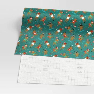 30" 50 Sq Ft Christmas Roll Wrap Reindeer Games On Green - Wondershop™ 2 30" 50 Sq Ft Christmas Roll Wrap Reindeer Games On Green - Wondershop™ - Image 2